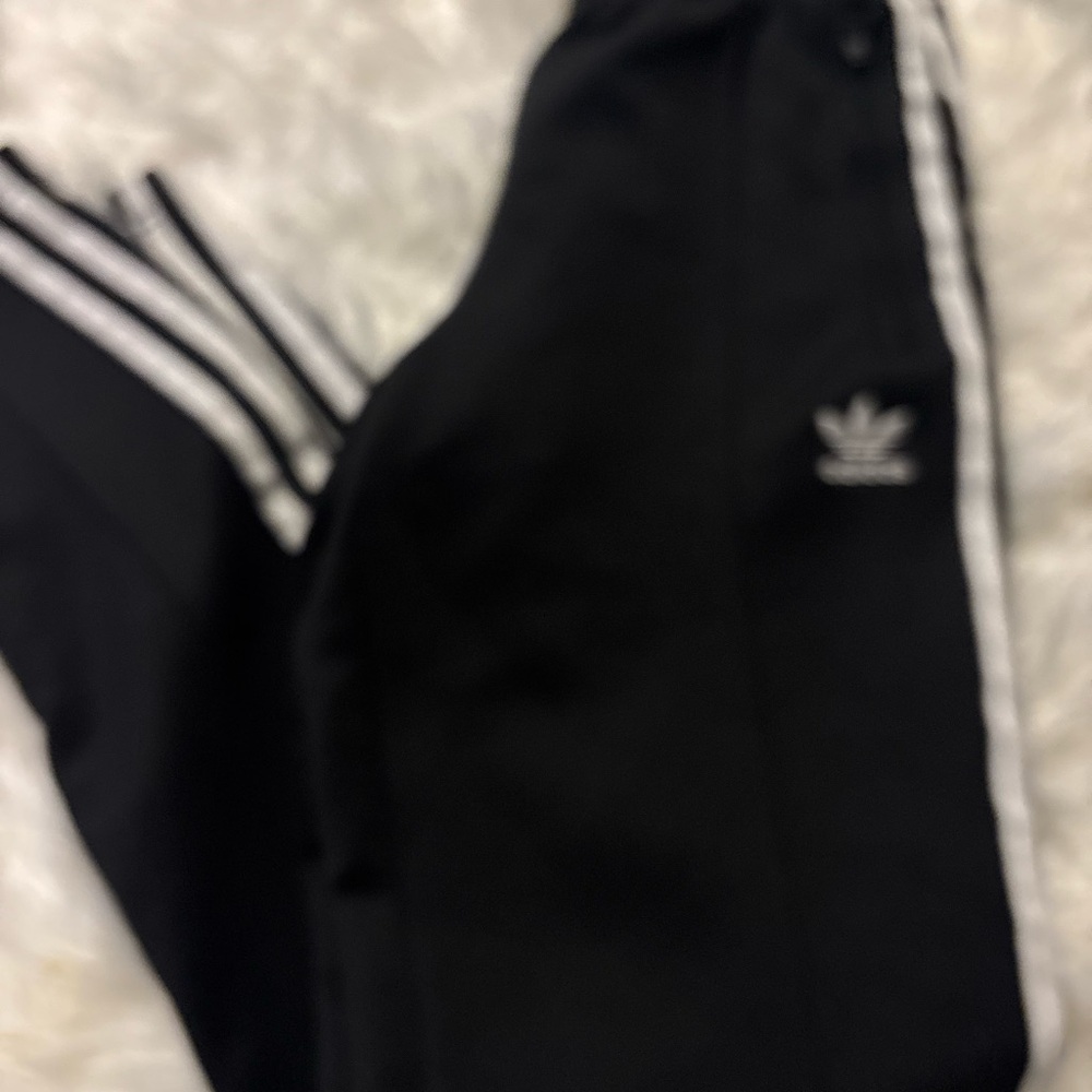 Adidas Kids Black Joggers with White Stripes